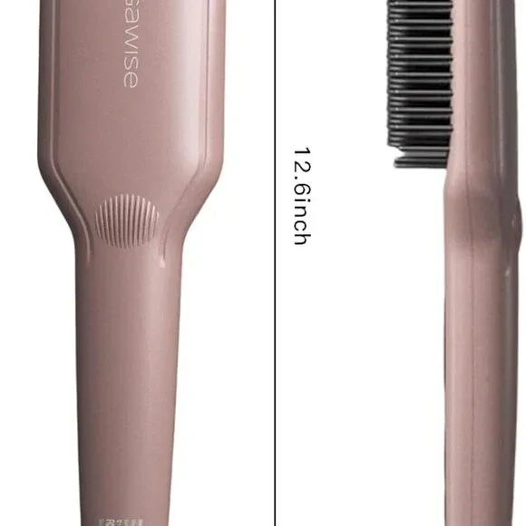 Ceramic Ionic Hair Straightener Brush 2-in-1 Flat Iron & Detangler Pink - Picture 7 of 7